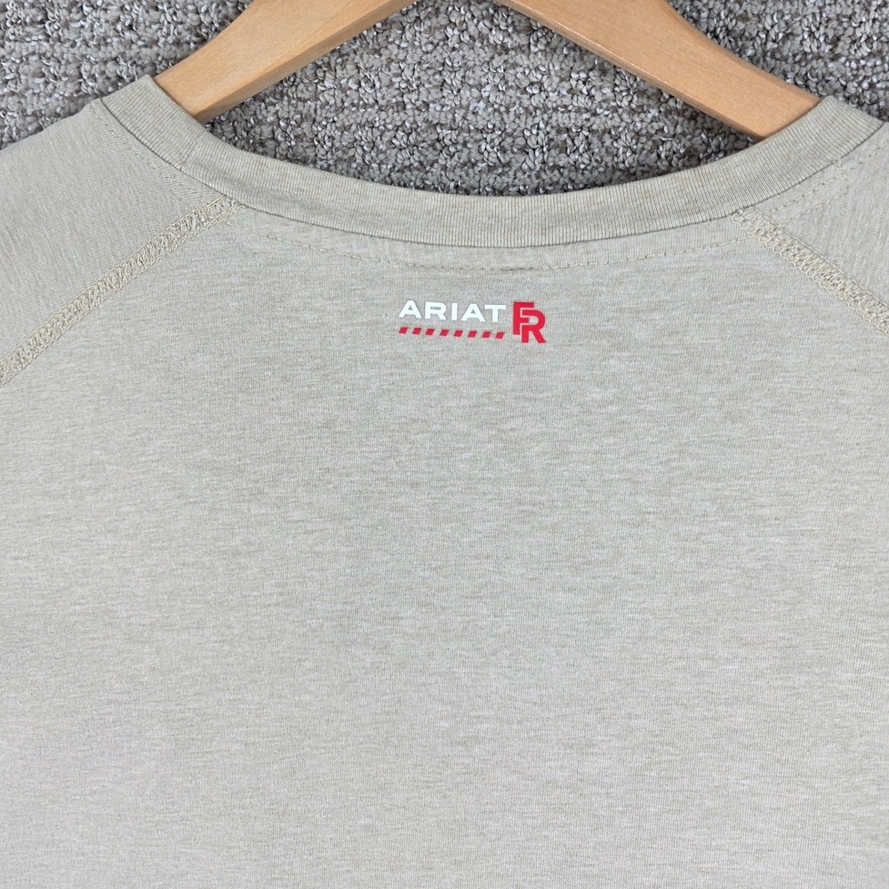 Ariat FR Work Shirt Mens 3XL Beige Flame Resistant Long Sleeve Pocket Tee CAT 2 - Picture 6 of 9